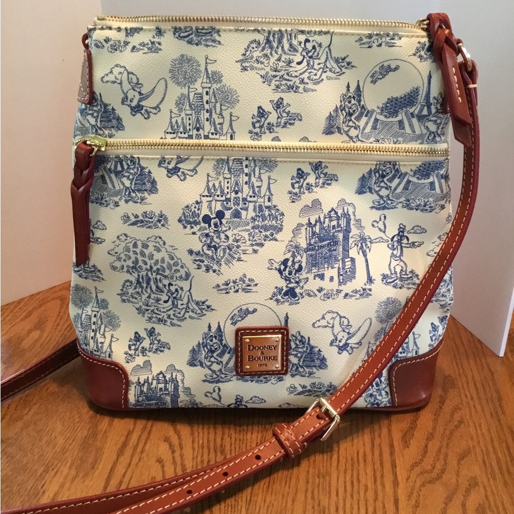Dooney & Bourke Disneyworld Landmarks Crossbody Blue Toile Purse, 2016